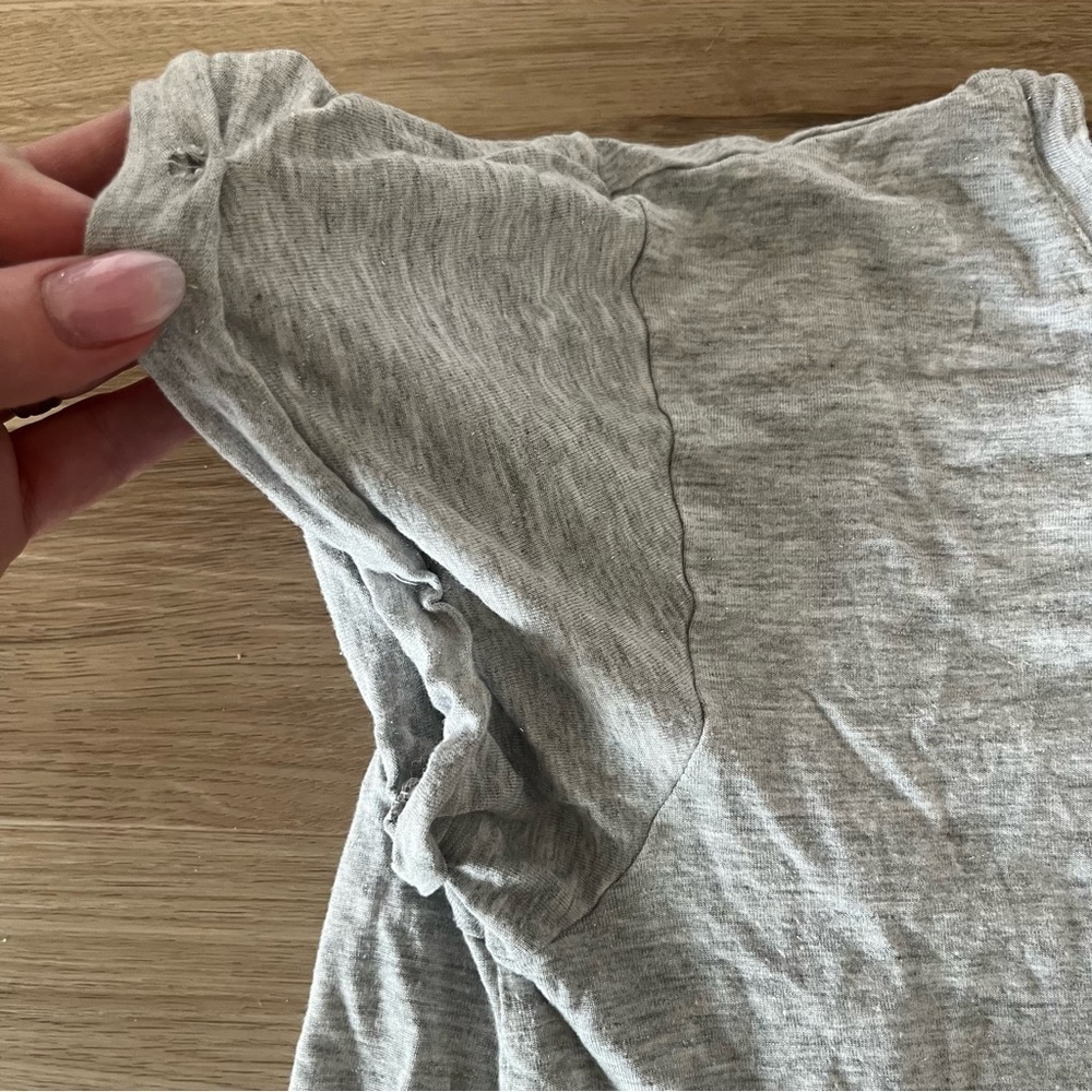 ** All Saints Tshirt Gray glitter roll sleeve Size 6 EU 38 - Picture 5 of 9